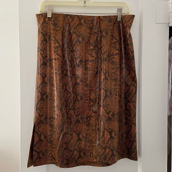 Faux Leather Snakeskin Pencil Skirt Mob Wife Y2K Edgy Statement Career Staple - Picture 3 of 9